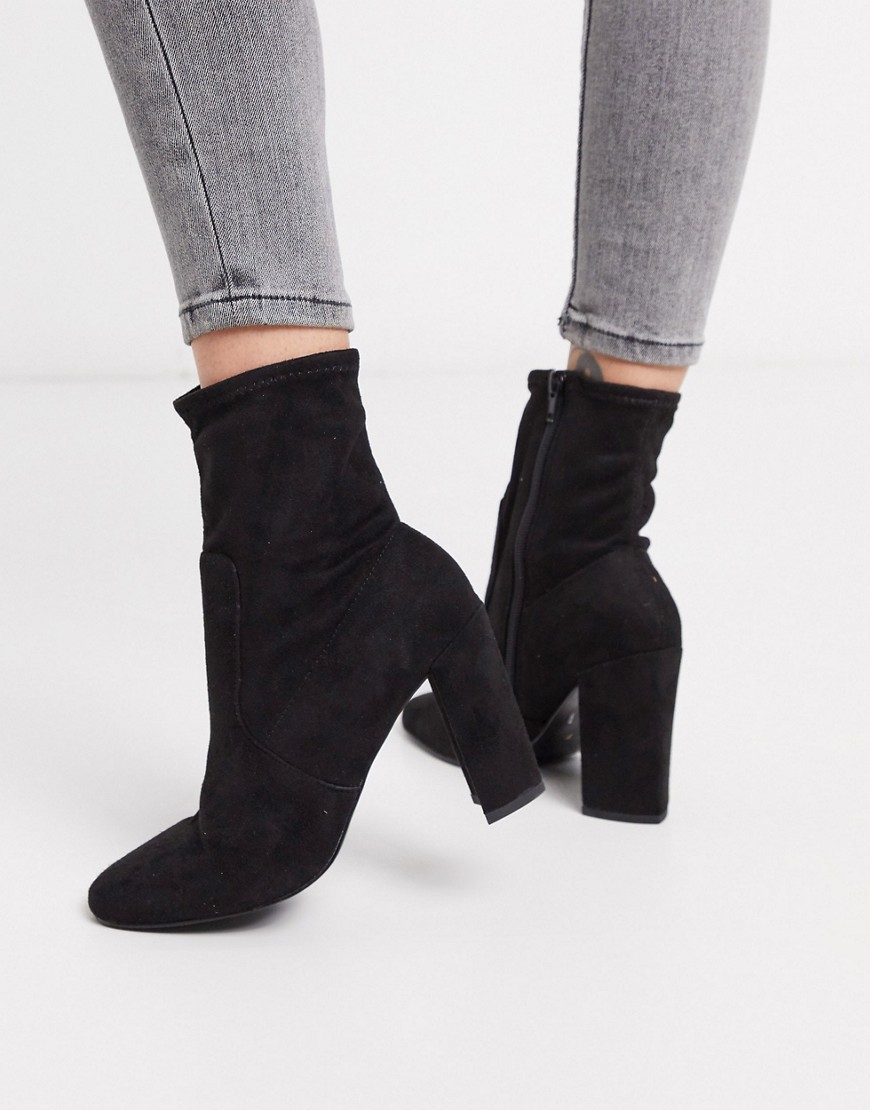 River Island faux suede boot in black