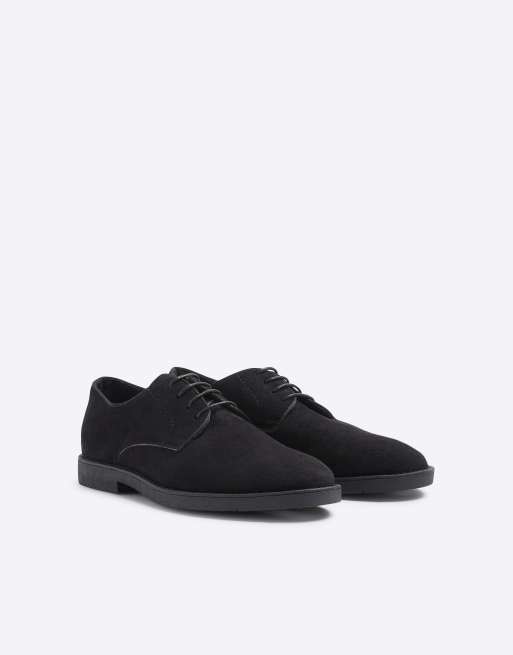 River Island Faux suede derby shoes in black, 2 of 4