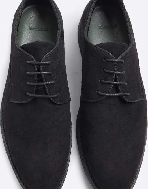River Island Faux suede derby shoes in black, 3 of 4