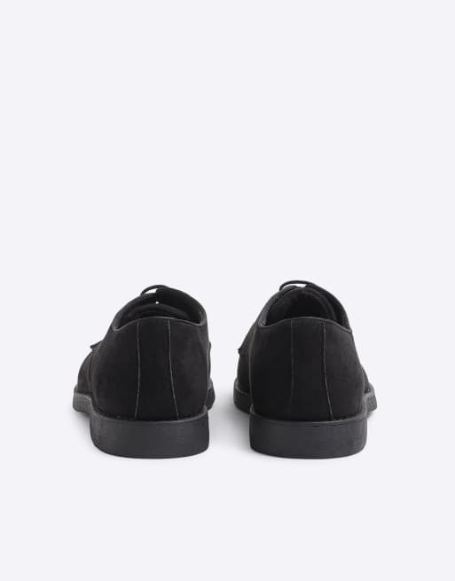 River Island Faux suede derby shoes in black, 4 of 4
