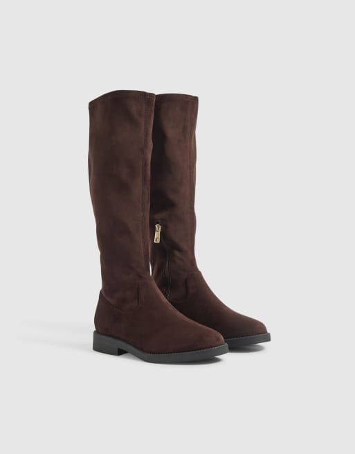 River Island Faux suede knee high boots in brown - dark, 2 of 4