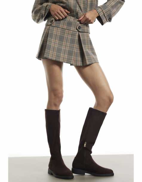 River Island Faux suede knee high boots in brown - view 1