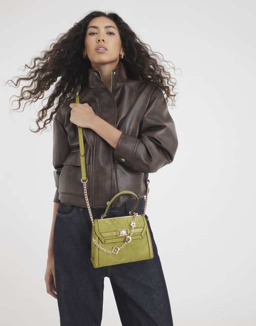 River Island Faux suede mini cross body bag in green