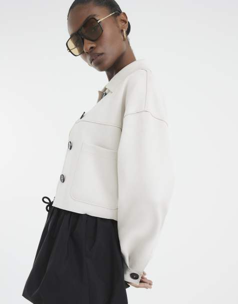 River Island Faux suede overshirt in stone - light - view 1