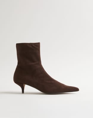  Faux suede pointed toe sock boots  - dark