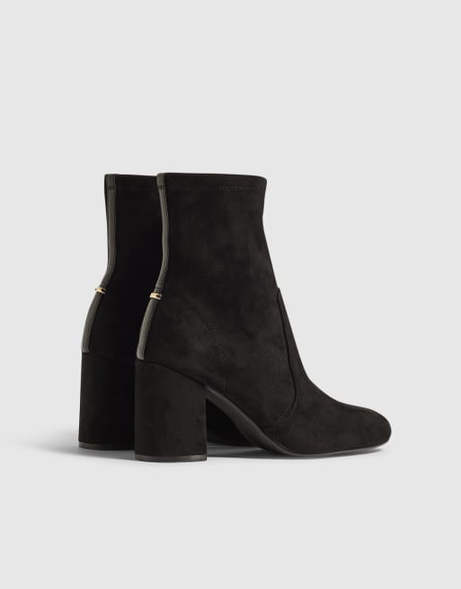 River Island Faux suede square heel stretch boots in black, 4 of 4