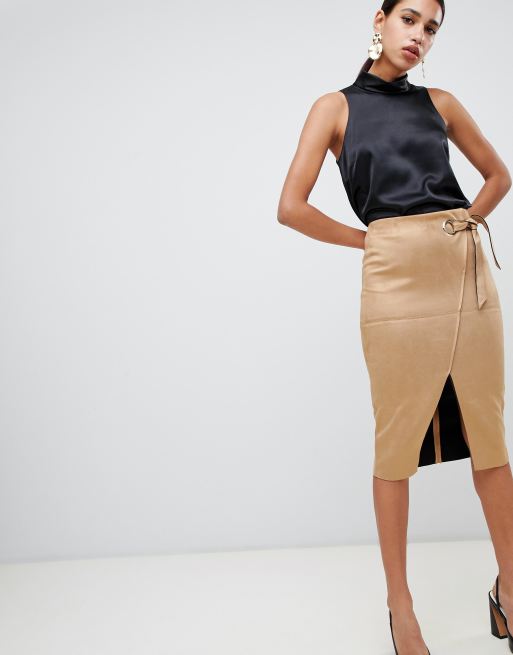 Faux suede outlet wrap around skirt