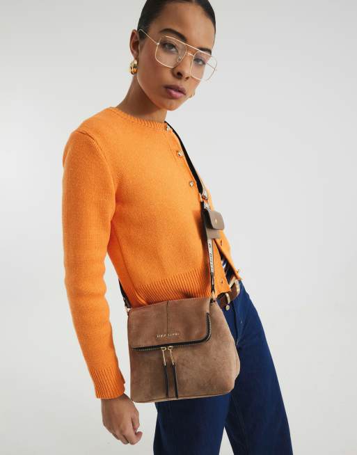 Sac à Dos Messager River Island Pour Femme - Taille Medium, Cuir Synthétique Gris, Poches Zippées - Neuf Avec étiquettes