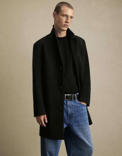 River Island Faux wool overcoat in black - view 1