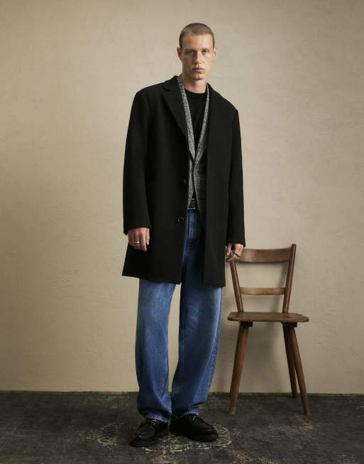 River Island Faux wool overcoat in black, 3 of 4