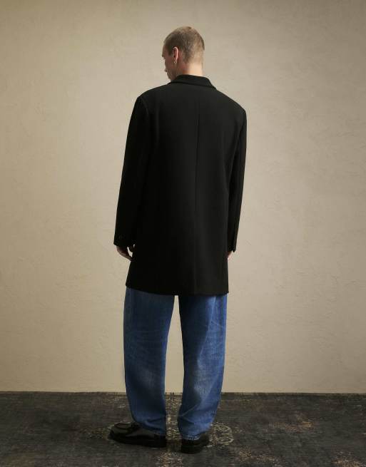 River Island Faux wool overcoat in black, 4 of 4