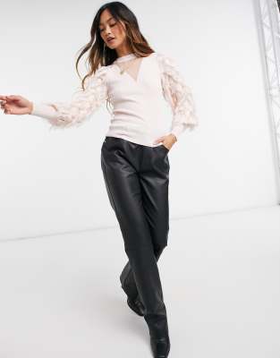 feather sleeve sweater