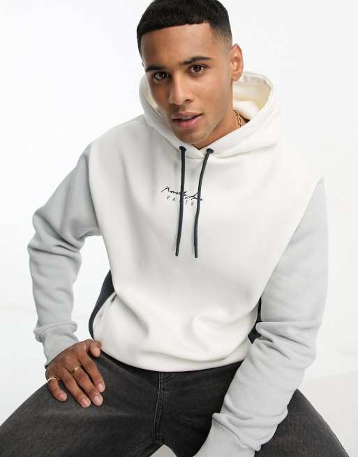 River Island - Felpa con cappuccio colour block bianca