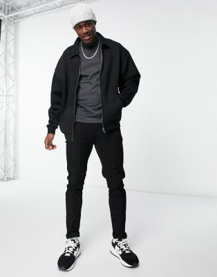 River Island - Felpa oversize nera con zip
