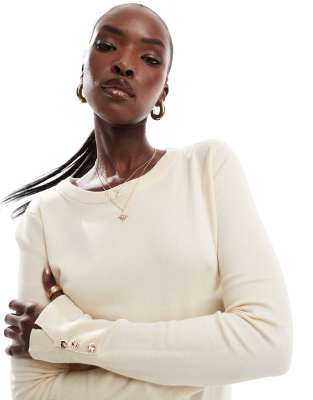 River Island fine knit top in cream - view 1