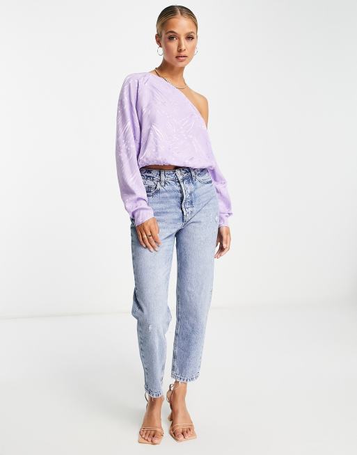 River Island – Fioletowy satynowy top z odkrytymi ramionami, 3 z 4