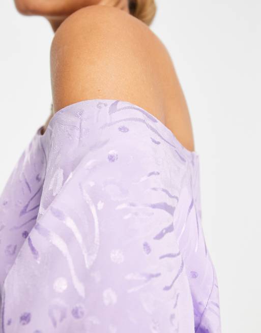 River Island – Fioletowy satynowy top z odkrytymi ramionami, 4 z 4