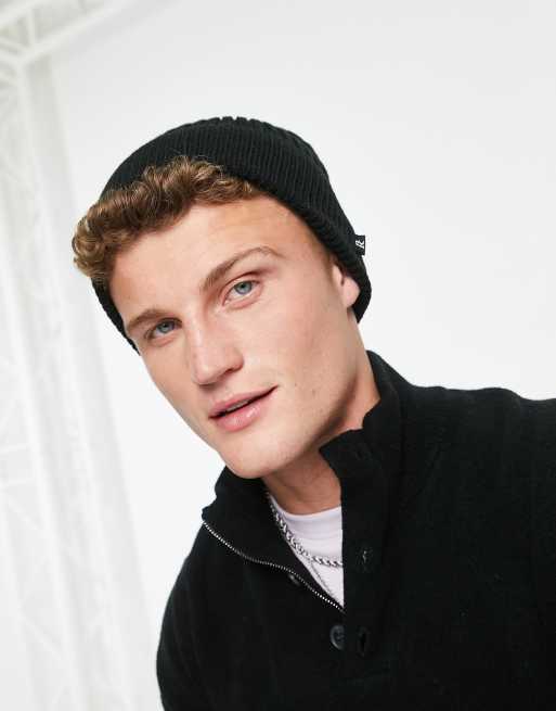 River Island fisherman beanie in black