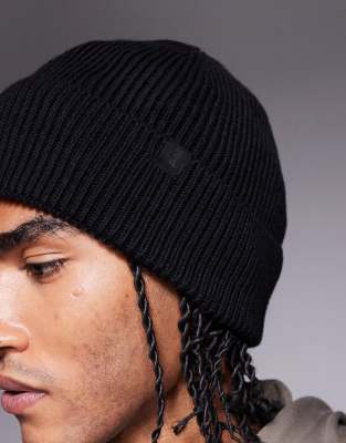 River Island Fisherman Beanie In Black
