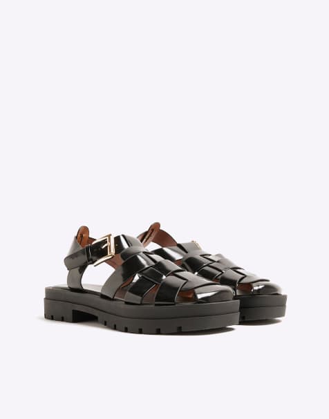 River Island Fisherman sandals in black - view 1
