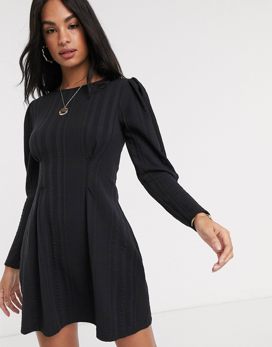 River Island fit and flare dress in black
