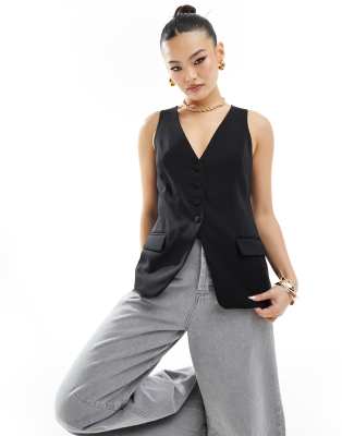 River Island River Island fitted longline waistcoat in black