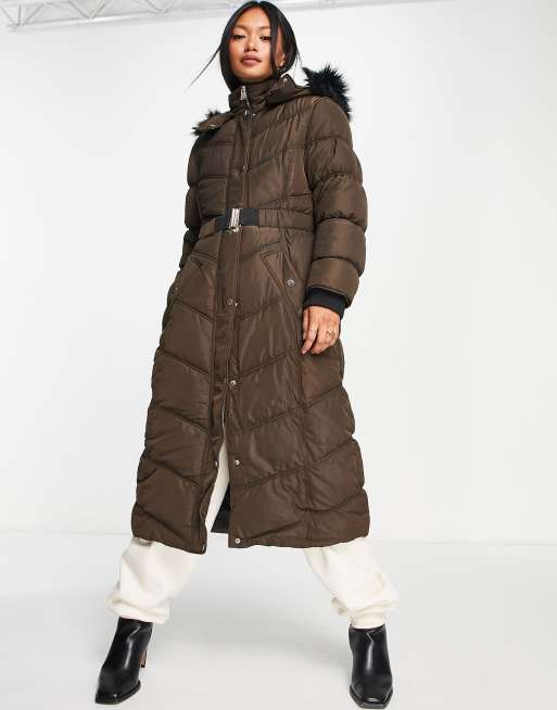 Fitted long cheap padded coat