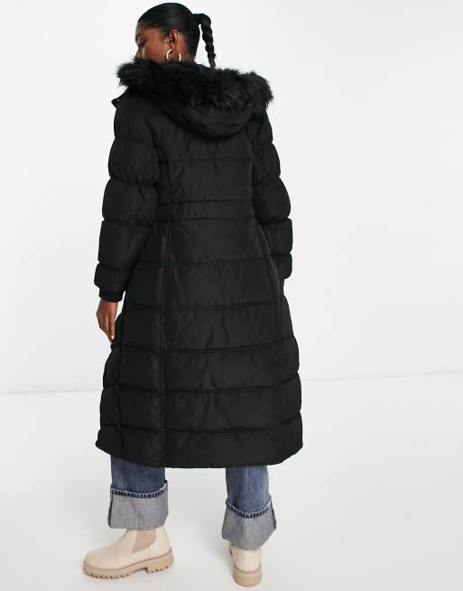 Fitted padded coat with cheap fur hood