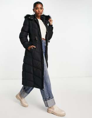 black puffa coat long