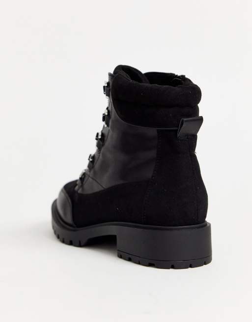 River Island – Flache, geschnürte Wanderstiefel in Schwarz, 4 von 4