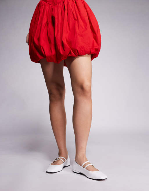 River Island – Flache Mary-Jane-Schuhe im Ballerina-Stil in Weiß, 4 von 4