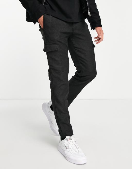 River Island flannel cargo pants in grey ASOS
