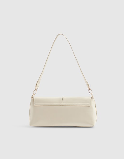 River Island Flap over clutch bag in cream , 2 of 4