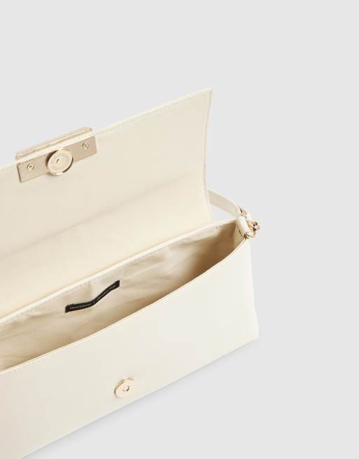 River Island Flap over clutch bag in cream , 3 of 4