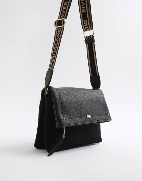 River Island Flap over cross body bag in black - view 1