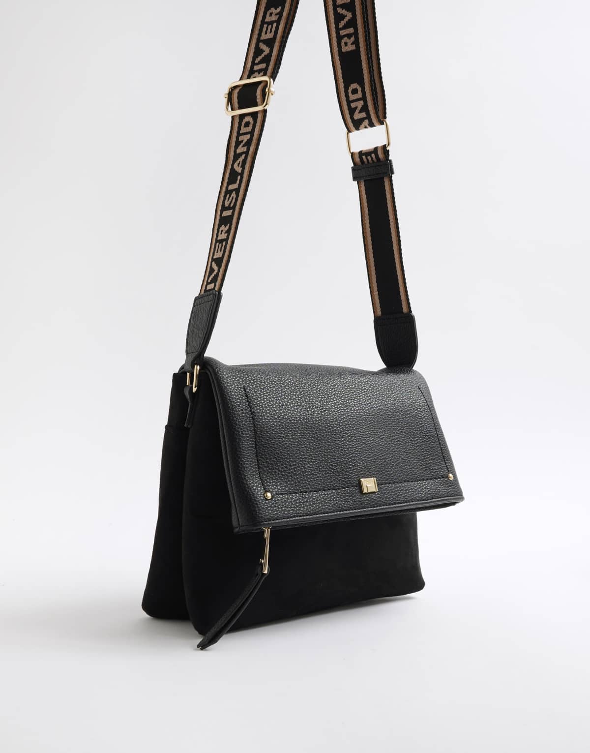 River Island Flap over cross body bag in black