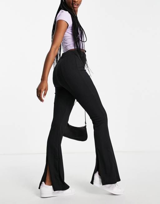 River Island - Flare-broek met split aan de achterkant in zwart