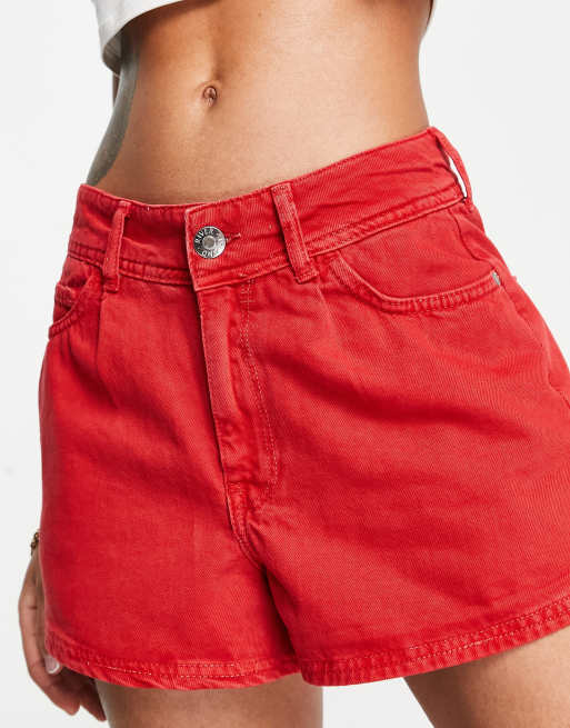 Red store distressed shorts