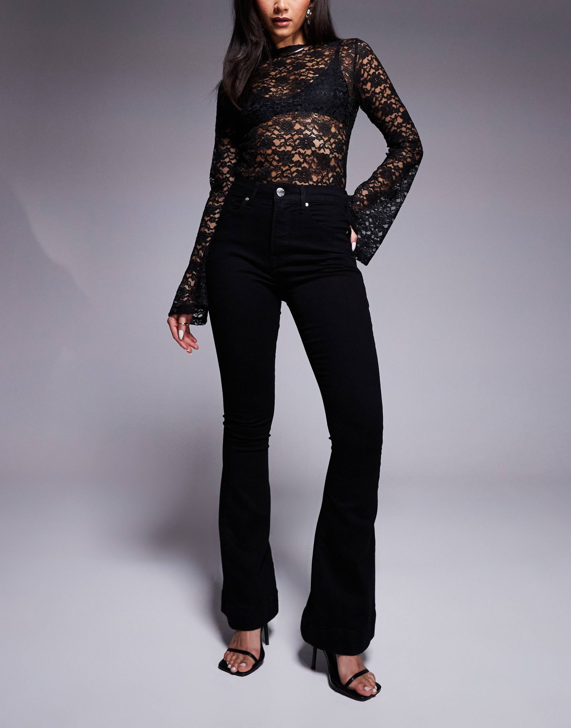 river island flare jean in black