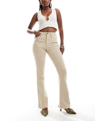 River Island Flared Jeans In Neutral