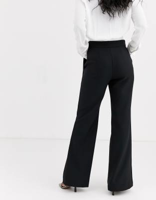 black flared suit trousers
