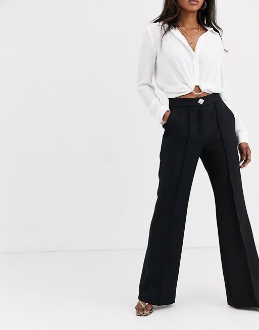 River Island flared trousers in black | ASOS