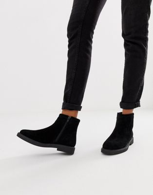 River Island flat boots in black suede