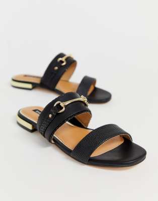 gold flat mules
