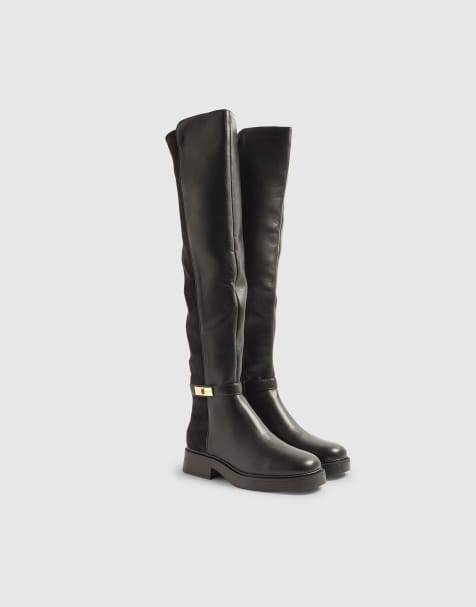 River Island Flat over the knee riding boots in black - view 1