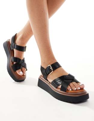 River Island - Flatform-Sandalen in Schwarz