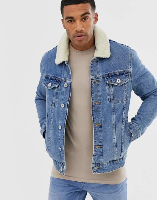 Fleece-Trimmed Denim Jacket