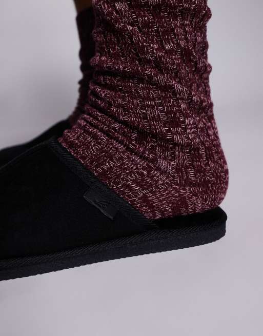 River Island fleece lined mule slippers in black, 3 of 4