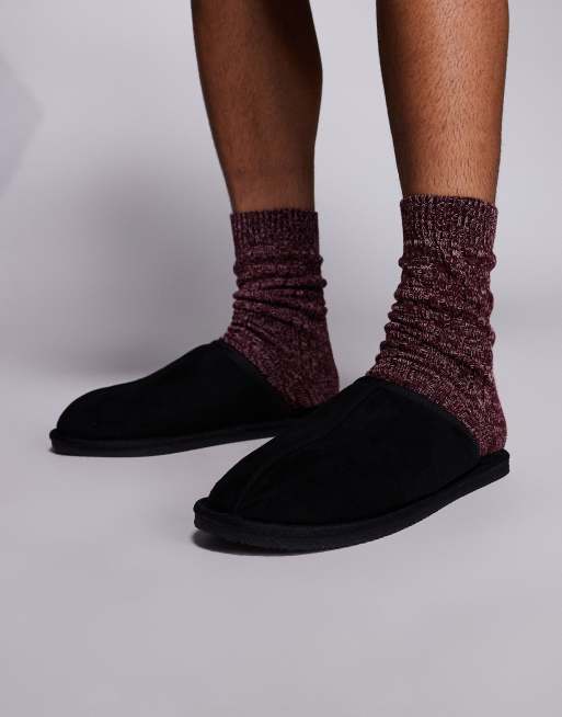 River Island fleece lined mule slippers in black, 4 of 4