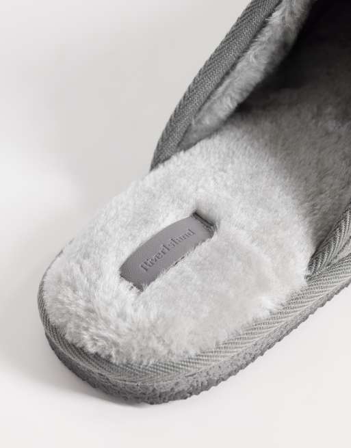 River Island fleece lined mule slippers in grey, 4 of 4